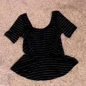 black ruffle top